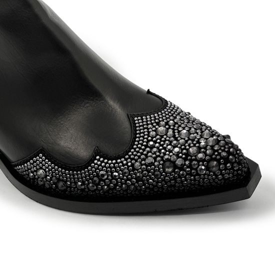 Ботинки казаки FRU.IT черные кожаные со стразами демисезонные - фото 6, 8358 FR