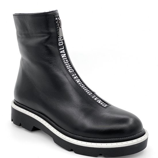 Ботинки Cover черно-белые кожаные МЕХ - фото 2, 