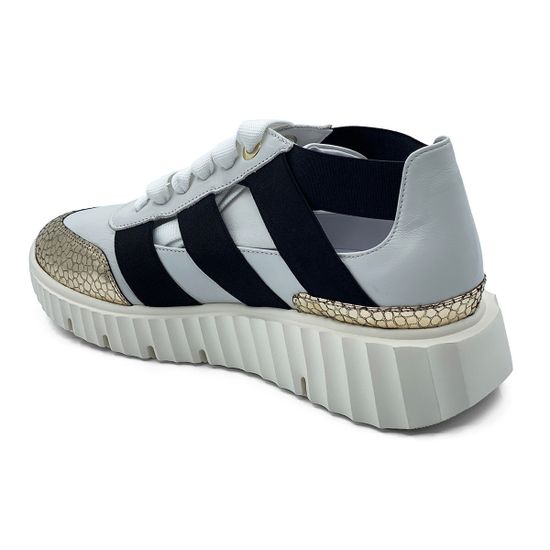 Кроссовки летние Donna Soft кожаные черные/золотые/белые - фото 3, 