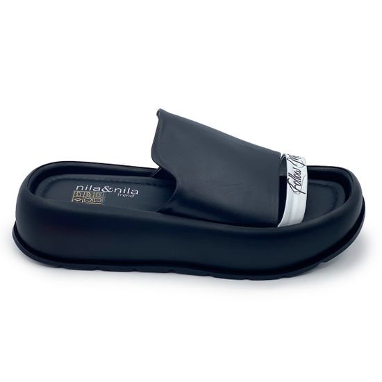 Шлепанцы NULA&amp;NILA черные кожаные - фото 1, NO1860 NIL NERO