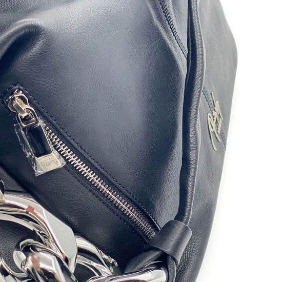 Сумка Renato Angi черная кожаная с крупной цепью - фото 4, 