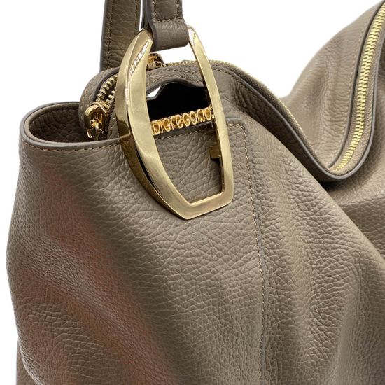 Сумка Di Gregorio бежевая кожаная - фото 4, 