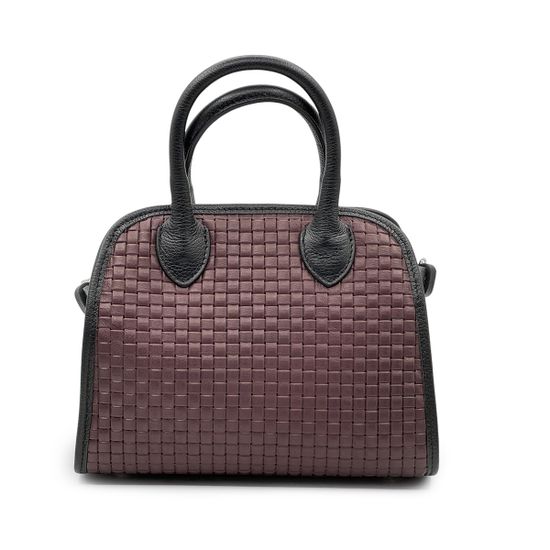 Сумка Renato Angi черная/бордовая кожаная плетенная - фото 3, 3450217 RA BORDO