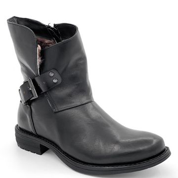 Ботинки Cover черные кожаные МЕХ - фото 2, 22007-2 COV