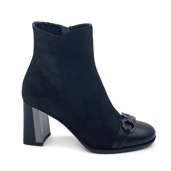 Ботильоны Ilasio Renzoni черные замша/кожа на байке - фото 1, 6615 IR NERO