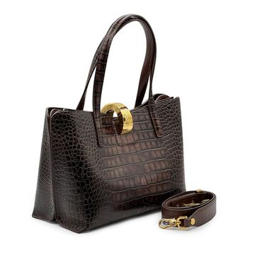 Сумка Valentino Orlandi коричневая кожаная крокодил - фото 2, 7604 VO MORO