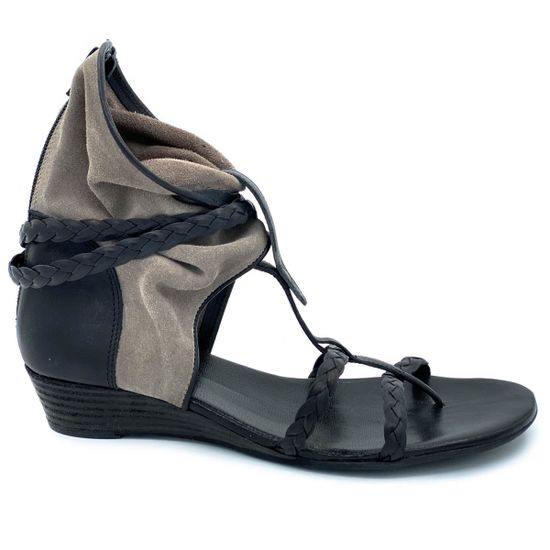 Босоножки Fru.it черно-серые комбинация кожи и замши - фото 1, 