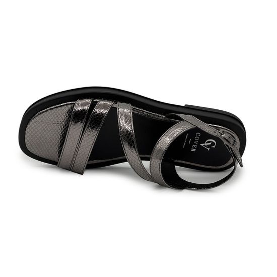 Босоножки CV COVER серебряные кожаные - фото 5, 70192 COV