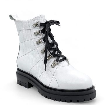 Ботинки Cover белые кожаные МЕХ - фото 2, 83609-2 COV