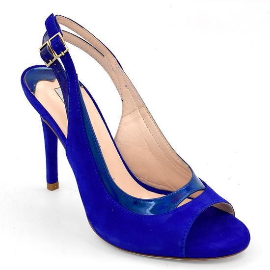 Босоножки Tiffi замшевые с лакированными вставками синие - фото 2, 