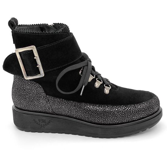 Ботинки Marzetti черно-серебряные замшевые МЕХ - фото 1, 