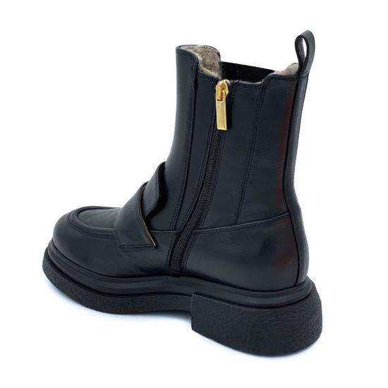 Ботинки Mot Cle черные кожаные МЕХ - фото 3, 