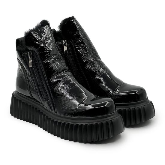 Ботинки TUFFONI черные лаковые на меху - фото 8,