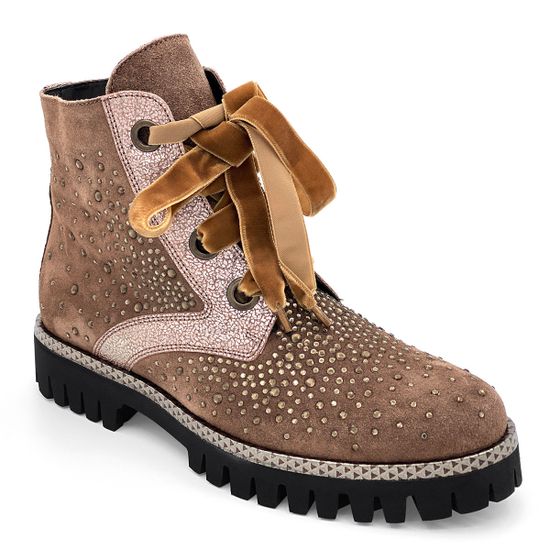 Ботинки Marzetti коричневые замшевые МЕХ стразы - фото 2, 