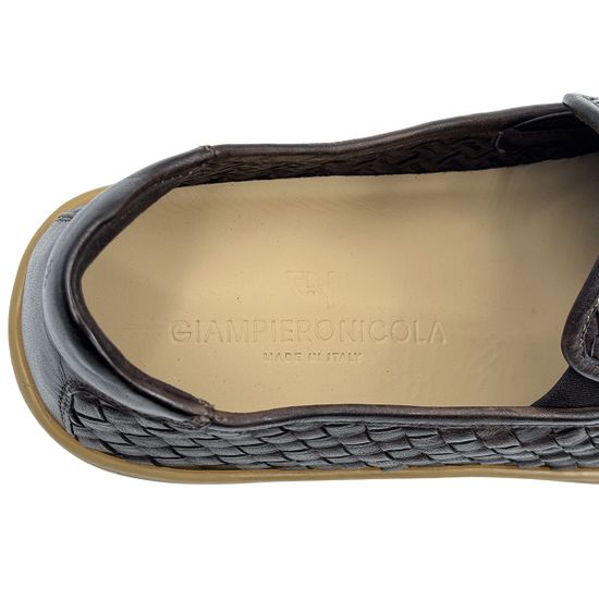 Слипоны GIAMPIERONICOLA коричневые кожаные плетеные - фото 7, W44557B GPN MORO