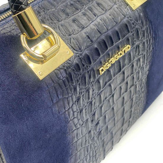 Сумка Di Gregorio синяя крок/замша - фото 4, 