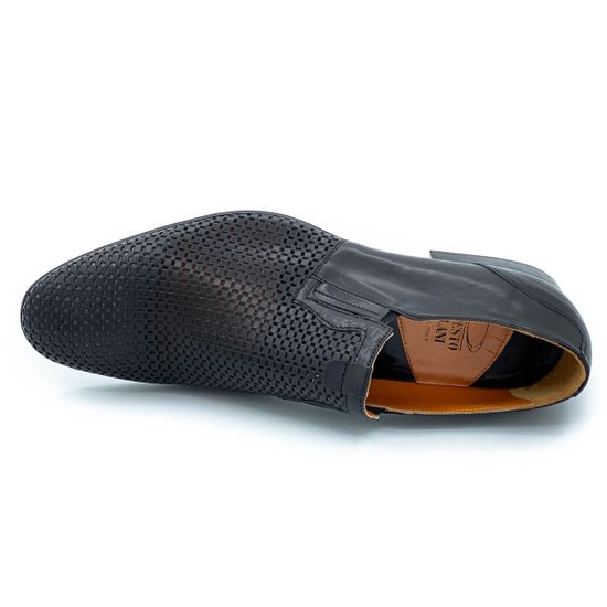 Туфли Ernesto Dolani черные кожаные со сквозной перфорацией - фото 5, 