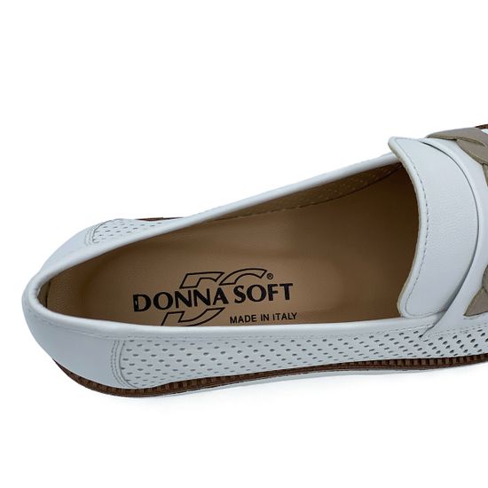 Лоферы Donna Soft белые кожаные с перфорацией - фото 7, DS1753 DS