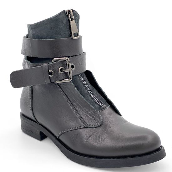 Ботинки Cover черные кожаные на байке - фото 2, 