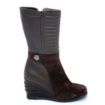 Полусапоги Giorgio Piergentili коричневые на байке комбинация замши и кожи - фото 1, 9322 GP MORO