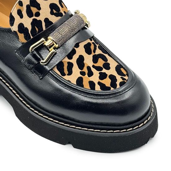 Лоферы женские Mot-Cle кожа/замша черные/леопард - фото 6, MOT2757 MOT LEO