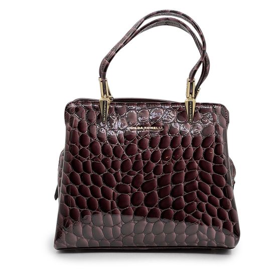 Сумка Gilda Tonelli фиолетовая лакированная тиснение &quot;крокодил&quot; - фото 1, 