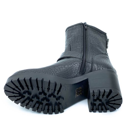 Ботинки Mimmu черные кожаные Байка тиснение под крокодила - фото 4, E228E2 MIM COCCO