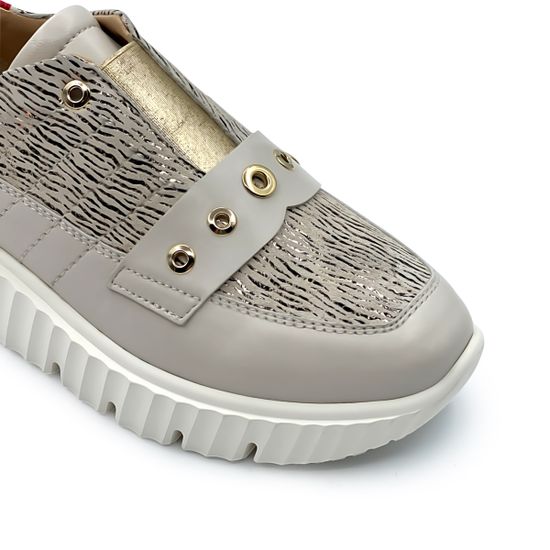 Кроссовки Mot-Cle кожаные бежевые с красным - фото 6, MOT2512 MOT