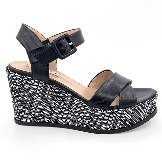 Босоножки Tiffi черно-серые кожаные - фото 1, 