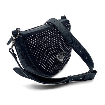 Сумка кросс-боди полумесяц Marina Creazioni черная кожаная - фото 2, B6522 MC NERO