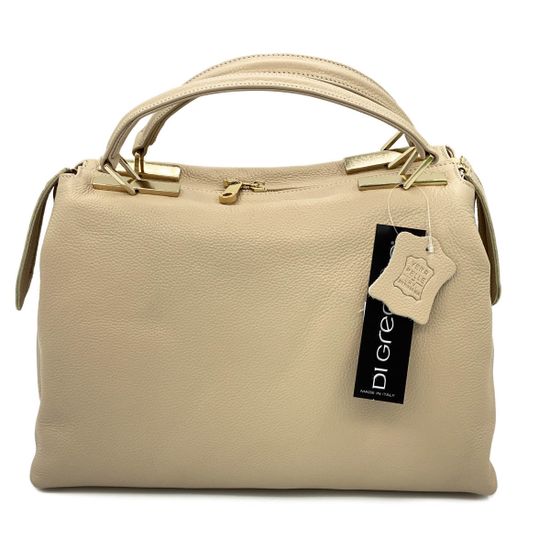 Сумка Di Gregorio бежевая кожаная - фото 3, 