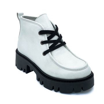 Ботинки Cover белые кожаные МЕХ - фото 2, 899-2-07 COV