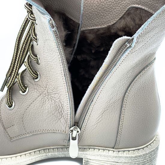 Ботинки Cover бежевые кожаные МЕХ - фото 6, 