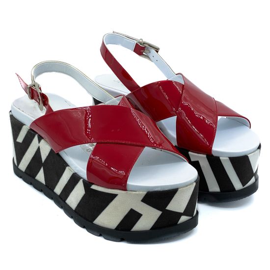 Босоножки Jeannot красные из лакированной кожи - фото 7, 