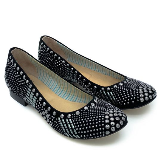 Балетки Fru.it черные замшевые с металлическими клепками - фото 6, 