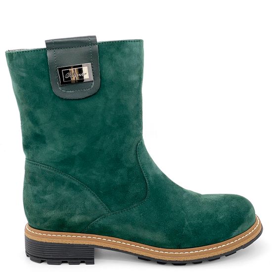 Ботинки Cover зеленые замшевые МЕХ - фото 1, 