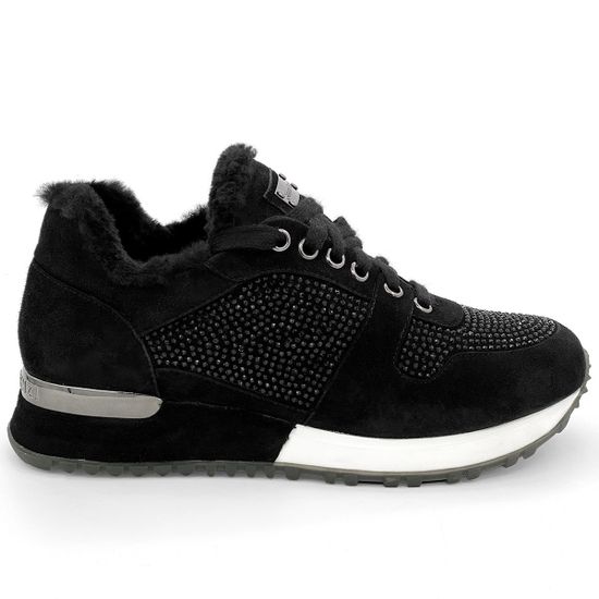 Сникерсы Gianni Renzi черные замшевые МЕХ - фото 1, RA1172D GR
