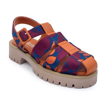 Сандалии NILA&amp;NILA текстиль/кожа бордо/рыжие - фото 2, GIO24002 NIL