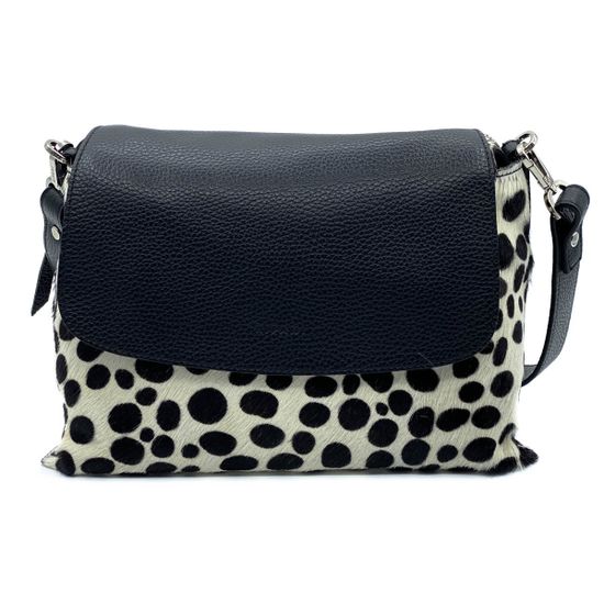 Сумка Ripani черно-белая комбинация кожи и меха пони - фото 1, 