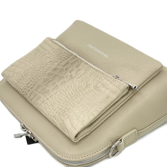 Клатч Di Gregorio бежевый комбинация гладкой кожи и кожи с тиснением под рептилию - фото 4, 