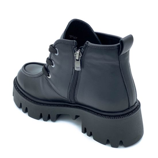 Ботинки Cover черные кожаные МЕХ - фото 3, 895-2-01 COV