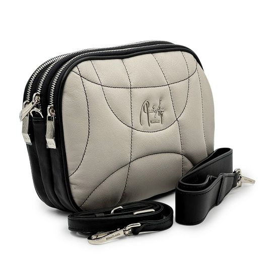 Сумка кросс-боди Renato Angi кожаная стеганная светло-серая - фото 2, 2604936 RA GRIGIO