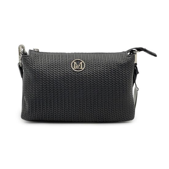 Сумка кросс-боди MOT-CLE кожаная черная c &quot;серебряной&quot; фурнитурой - фото 1, TRIS MOT NERO SILVER