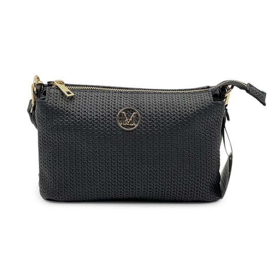 Сумка кросс-боди MOT-CLE кожаная черная c &quot;золотой&quot; фурнитурой - фото 1, TRIS MOT NERO GOLD