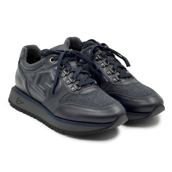 Кроссовки GIAMPIERONICOLA синие кожа/текстиль на байке - фото 8, N393140 GPN BLU