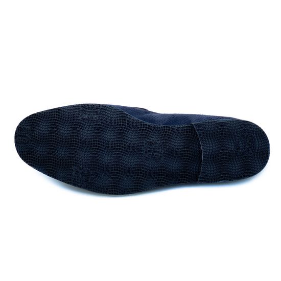 Лоферы Mario Bruni синие замшевые со сквозной перфорацией - фото 4, 