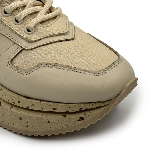 Кроссовки NILA&NILA бежевые кожаные на меху - фото 6, NO6466M NIL BEIGE