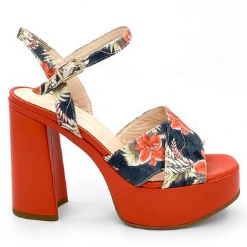 Босоножки Rosso&amp;Nero кожаные красные на платформе - фото 1, 3867 RN ROSSO