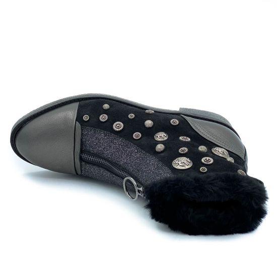 Ботинки Pertini черно-серые МЕХ комбинация замши и кожи - фото 5, 