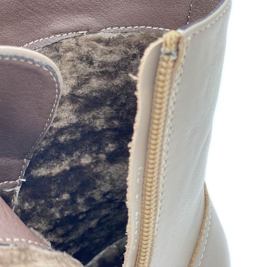 Ботинки Cover бежевые кожаные МЕХ - фото 7, 21077-2 COV NAPPA
